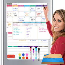 Load image into Gallery viewer, 3 in 1 CREKERT 17&quot;x12&quot; Monthly Magnetic Calendar Whiteboard for Fridge Weekly Family Planning Dry Erase Whiteboard 12&quot;x5.8&quot; Habit Tracker Calendar Set with 6 Magnets 4 Markers 1 Eraser (Gift Box)
