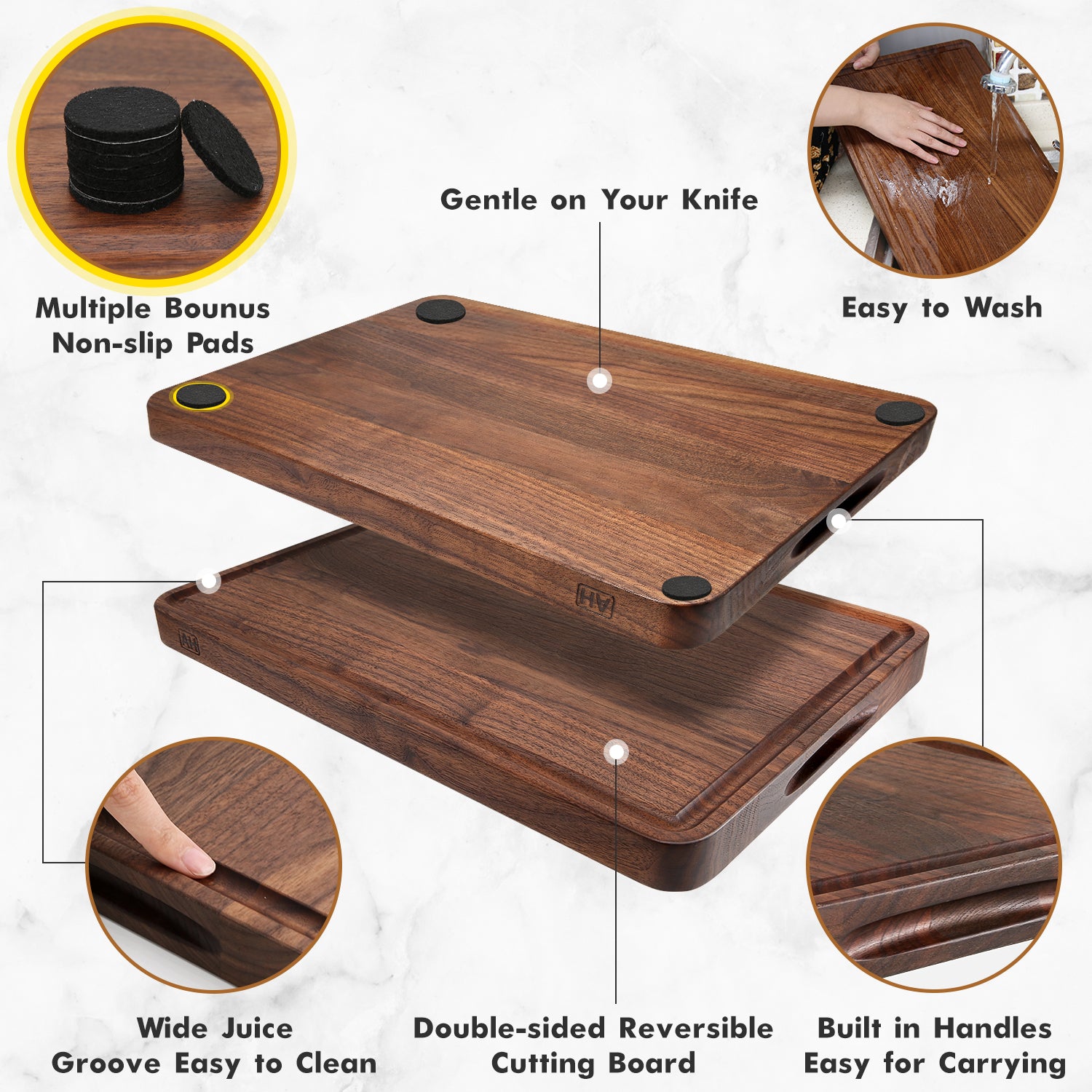Black Walnut Wood Cutting Board, Wooden Cutting Boards for Kitchen, Premium  Quality Board, Splinter Resistant Board, Charcuterie Board, Cheese Board