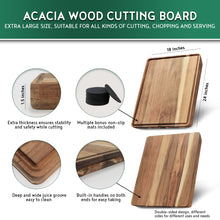 Load image into Gallery viewer, AZRHOM Extra Large Acacia Wood Cutting Board For Kitchen With Juice Groove 18x24, Wooden Chopping Board Butcher Block Cheese Charcuterie Board Serving Tray (Gift Box Included)
